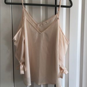 Cold shoulder light pink shirt